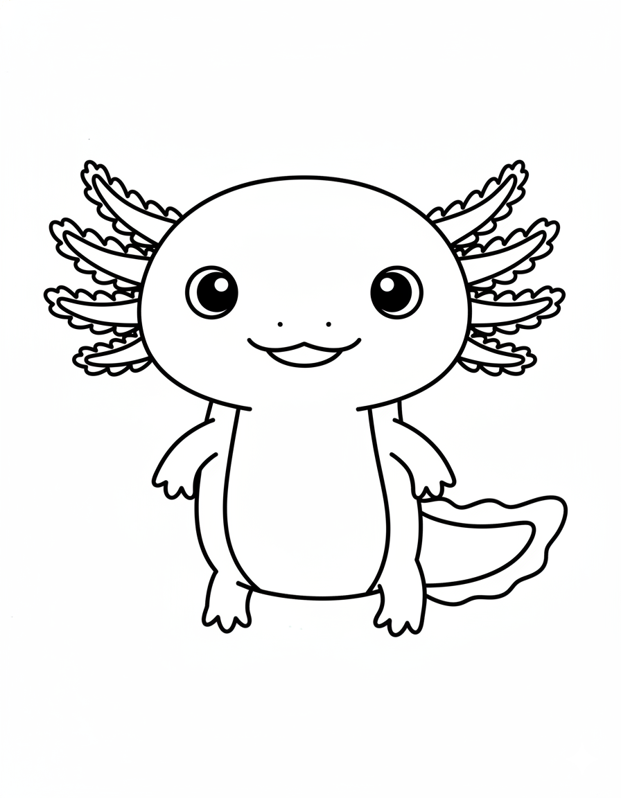 Cute Axolotl Coloring Page