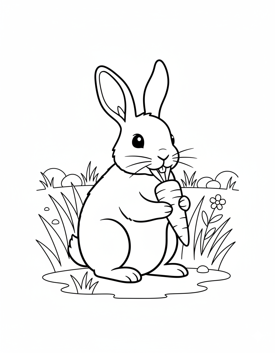 Realistic Bunny Coloring Page