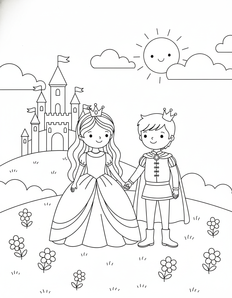 Princess and Prince Coloring Page