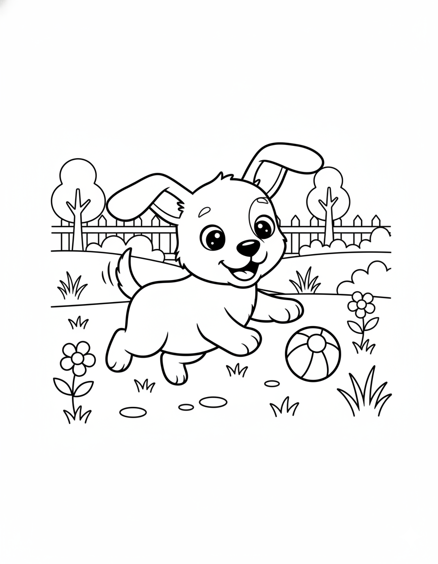 Playful Puppy Coloring Page