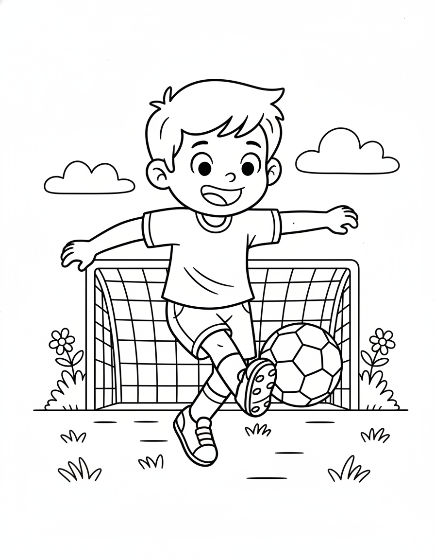 Soccer Boy Coloring Page
